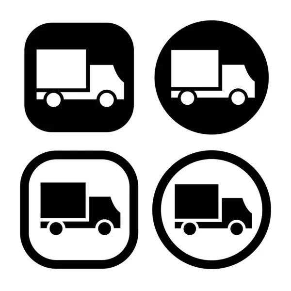 Dodávka Truck Ikona Box Truck Symbol Vektor Ilustrační Šablona Bílém — Stockový vektor