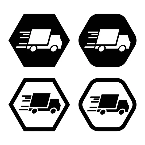 Dodávka Truck Ikona Box Truck Symbol Vektor Ilustrační Šablona Bílém — Stockový vektor