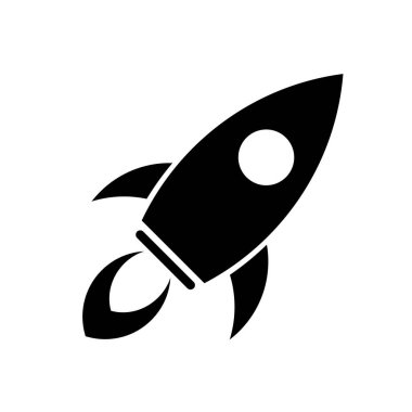 Roket mekiği siyah vektör ikonu. Başlangıç iş simgesi, uzay gemisi başlatma.
