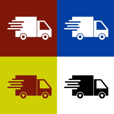 Teslimat kamyonu simgesi, beyaz arkaplanda kutu kamyonu sembolü çizimi şablonu 