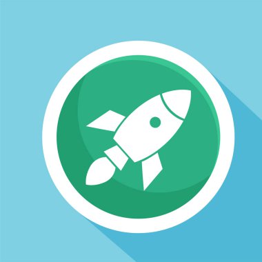 Beyaz arkaplanda roket fırlatma simgesi vektör çizimi şablonu 