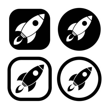 Beyaz arkaplanda roket fırlatma simgesi vektör çizimi şablonu 