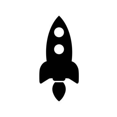 Beyaz arkaplanda roket fırlatma simgesi vektör çizimi şablonu 