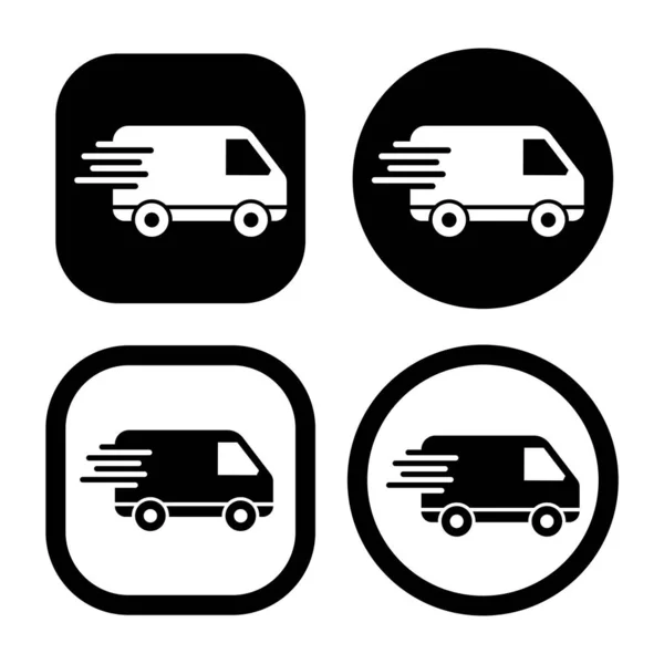 Dodávka Truck Ikona Box Truck Symbol Vektor Ilustrační Šablona Bílém — Stockový vektor