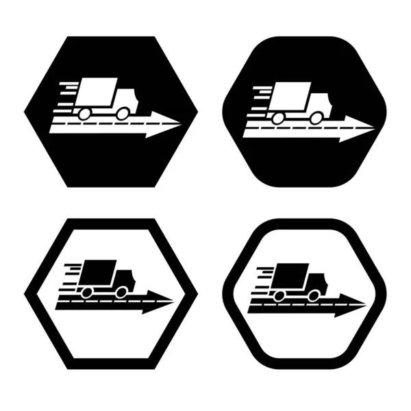 Dodávka Truck Ikona Box Truck Symbol Vektor Ilustrační Šablona Bílém — Stockový vektor