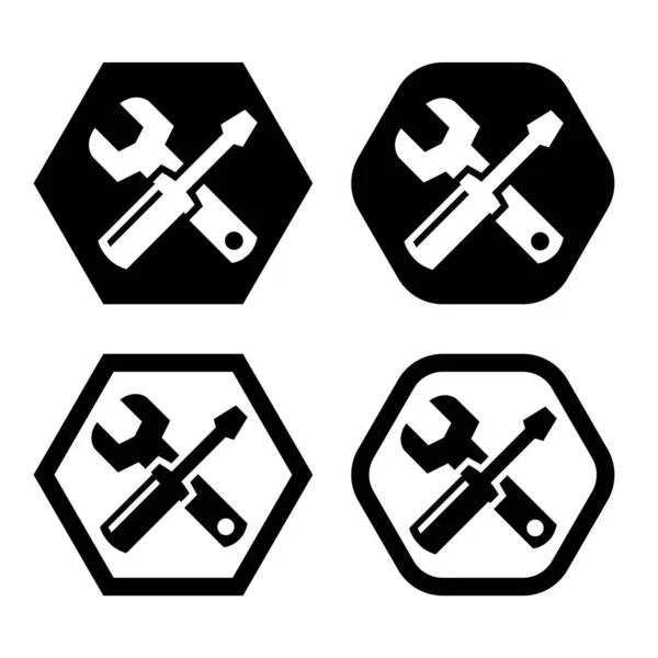 Mechanic Tools Icon Workshop Equipment Symbol Sign Vector Illustration Logo — Stock Vector