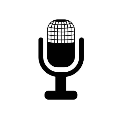 Vintage Mikrofon simgesi, herhangi bir amaç için izole edilmiş Stüdyo sembolü vektör illüstrasyon logo şablonu