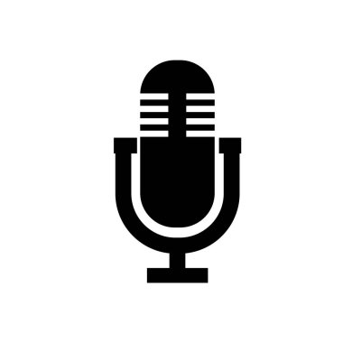 Vintage Mikrofon simgesi, herhangi bir amaç için izole edilmiş Stüdyo sembolü vektör illüstrasyon logo şablonu