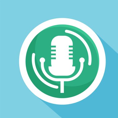 Vintage Mikrofon simgesi, herhangi bir amaç için izole edilmiş Stüdyo sembolü vektör illüstrasyon logo şablonu