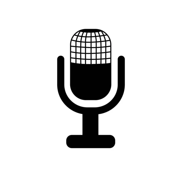 Vintage Microphone Icon Recording Studio Symbol Sign Vector Illustration Logo — Stock Vector