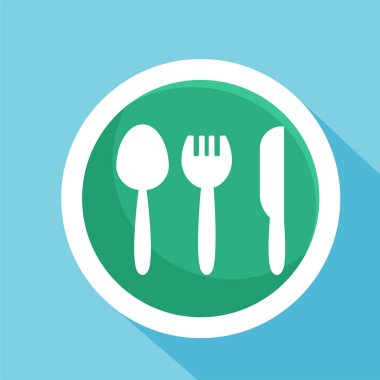 Çatal bıçak, gümüş çatal bıçak sembolü, vektör illüstrasyon şablonu herhangi bir amaç için izole edildi