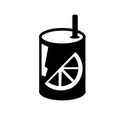 Bir fincan portakal suyu ikonu, saman sembollü limonata vektör illüstrasyon logosu herhangi bir amaç için izole edilmiş.