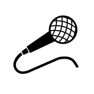 Mikrofon simgesi, kablo sembolü olan mikrofon işareti çizim logosu şablonu herhangi bir amaç için izole edildi