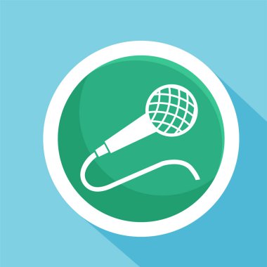 Mikrofon simgesi, kablo sembolü olan mikrofon işareti çizim logosu şablonu herhangi bir amaç için izole edildi