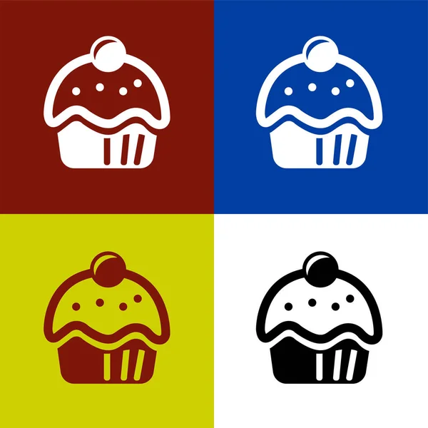 Muffin Icono Cupcake Símbolo Signo Vector Ilustración Logotipo Plantilla Aislado — Archivo Imágenes Vectoriales