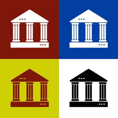 Public building flat icon vector illustration symbol Isolated template. Courthouse or bank building icon vector illustration logo template Isolated for any purpose.