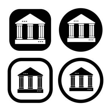 Public building flat icon vector illustration symbol Isolated template. Courthouse or bank building icon vector illustration logo template Isolated for any purpose.