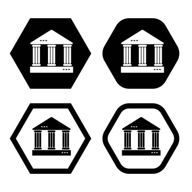 Public building flat icon vector illustration symbol Isolated template. Courthouse or bank building icon vector illustration logo template Isolated for any purpose.
