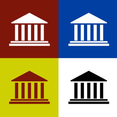 Public building flat icon vector illustration symbol Isolated template. Courthouse or bank building icon vector illustration logo template Isolated for any purpose.