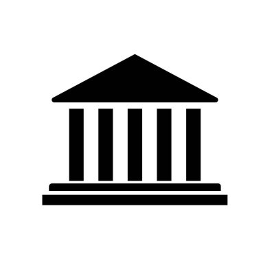 Public building flat icon vector illustration symbol Isolated template. Courthouse or bank building icon vector illustration logo template Isolated for any purpose.