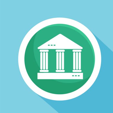 Public building flat icon vector illustration symbol Isolated template. Courthouse or bank building icon vector illustration logo template Isolated for any purpose.