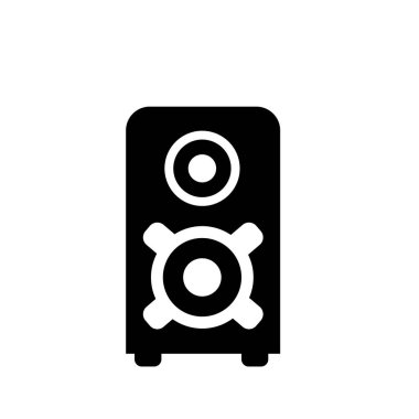 Hoparlör aktif düz ikon vektör illüstrasyon sembolü izole edilmiş şablon. Hoparlör kutusu simgesi vektör çizim logo şablonu herhangi bir amaç için izole edildi.