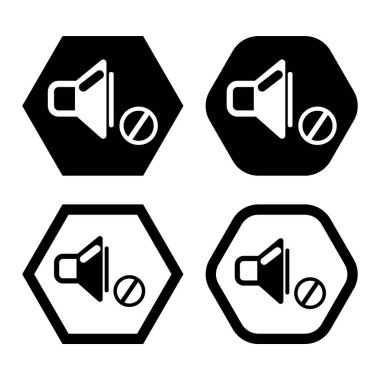 Düz simge vektör illüstrasyon sembolü kapalı hoparlör izole şablon. Hoparlör sessiz ikon vektör illüstrasyon logo şablonu herhangi bir amaç için izole edildi.