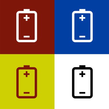 Tam güç bataryası düz vektör illüstrasyon sembolü izole şablon. Herhangi bir amaç için izole edilmiş şarj güç bataryası vektör illüstrasyon logo şablonu.