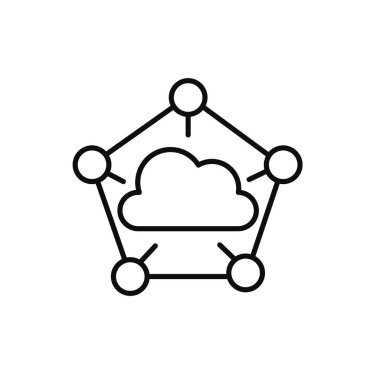 Elektronik devre ince düz vektör illüstrasyon sembolü izole şablon. Devre panosu simgesi vektör illüstrasyon logo şablonu herhangi bir amaç için izole edildi.