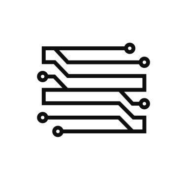 Elektronik devre ince düz vektör illüstrasyon sembolü izole şablon. Devre panosu simgesi vektör illüstrasyon logo şablonu herhangi bir amaç için izole edildi.