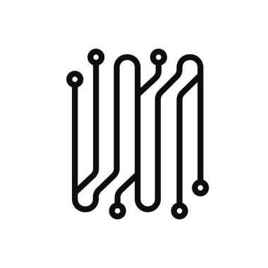 Elektronik devre ince düz vektör illüstrasyon sembolü izole şablon. Devre panosu simgesi vektör illüstrasyon logo şablonu herhangi bir amaç için izole edildi.