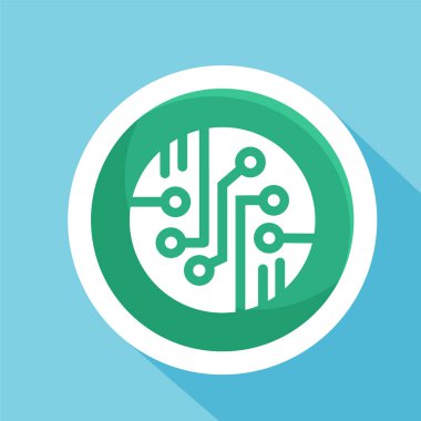 Elektronik devre ince düz vektör illüstrasyon sembolü izole şablon. Devre panosu simgesi vektör illüstrasyon logo şablonu herhangi bir amaç için izole edildi.