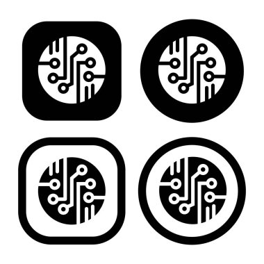 Elektronik devre ince düz vektör illüstrasyon sembolü izole şablon. Devre panosu simgesi vektör illüstrasyon logo şablonu herhangi bir amaç için izole edildi.