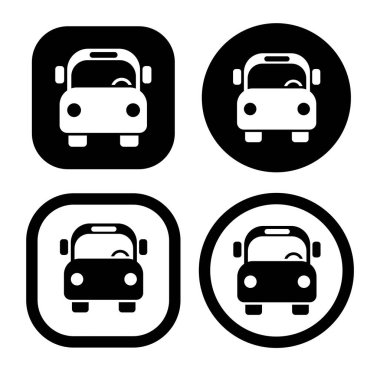 Okul servisi simgesi vektör illüstrasyon sembolü izole şablon. Herhangi bir amaç için izole edilmiş otobüs simgesi vektör illüstrasyon logo şablonu.