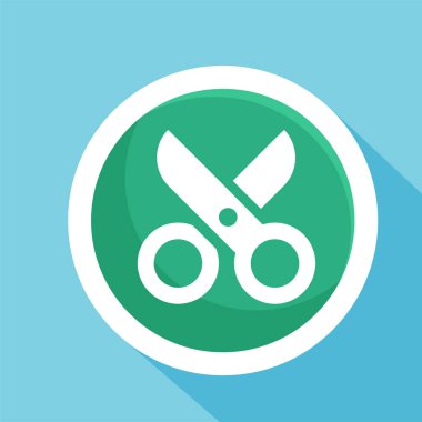 Makas simgesi vektör illüstrasyon sembolü izole şablon. Makas simgesi vektör çizim logo şablonu herhangi bir amaç için izole edildi.