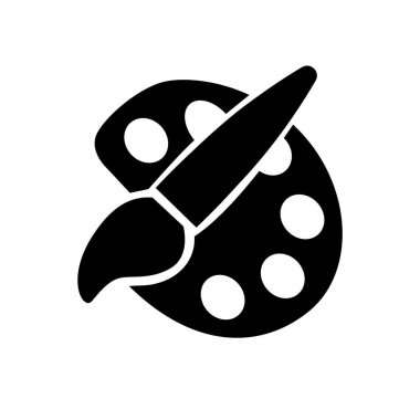 Boya fırçası palet simgesi vektör illüstrasyon sembolü izole şablon. Fırça ve palet simgesi vektör resimleme logo şablonu herhangi bir amaç için izole edildi.