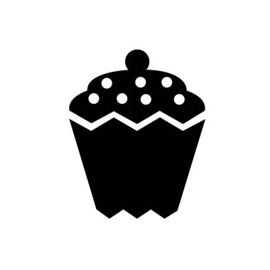 Kek ikonu vektör illüstrasyon sembolü izole şablon. Tatlı ikonu vektör illüstrasyon logo şablonu herhangi bir amaç için izole edildi.