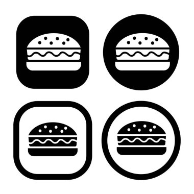 Burger simgesi vektör illüstrasyon sembolü izole şablon. Hamburger simgesi çizim logo şablonu herhangi bir amaç için izole edildi.