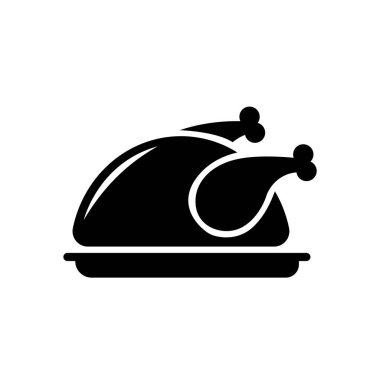 Tabak ikonu vektör resmetme sembolü izole edilmiş bir şablonda kızarmış tavuk. Kızarmış ördek ikonu vektör illüstrasyon logosu herhangi bir amaç için izole edildi.