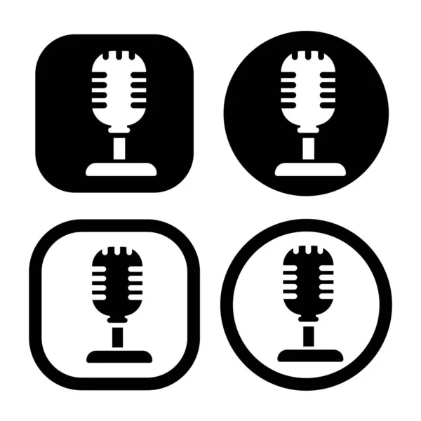 Vintage Microphone Flat Icon Vector Illustration Symbol Isolated Template Old — Stock Vector