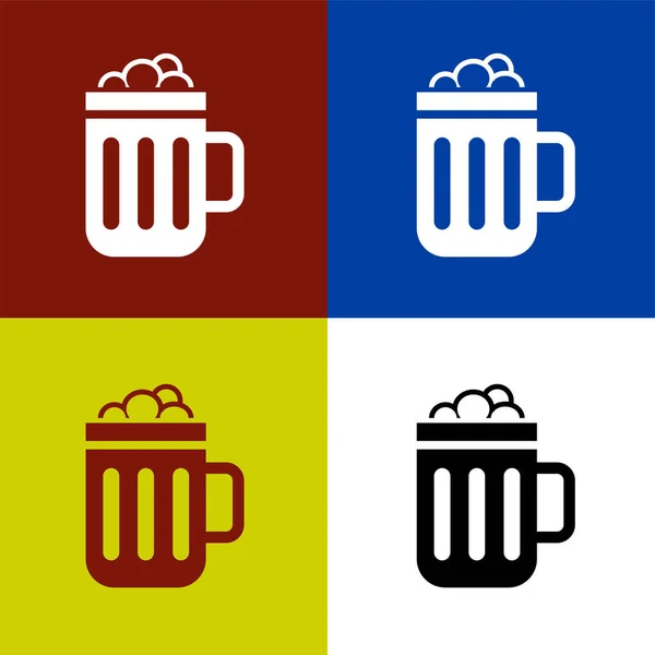 Glass Beer Fresh Foam Flat Icon Vector Illustration Logo Isolated — 스톡 벡터