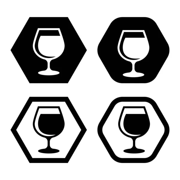 Wine Glass Flat Icon Vector Illustration Logo Isolated Template Glass — 스톡 벡터