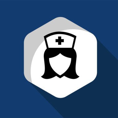 Herhangi bir amaçla Şapka İlaç logosu vektör illüstrasyon şablonuna sahip hemşire. İzole edilmiş. Hemşire simgesi çizim logo şablonu herhangi bir amaç için.