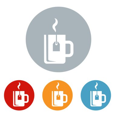 Bir bardak çay ikonu. Çay poşeti sembollü logo vektörü olan bir bardak. Çay poşeti etiketi