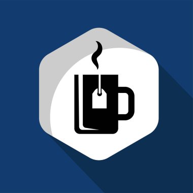 Bir bardak çay ikonu. Çay poşeti sembollü logo vektörü olan bir bardak. Çay poşeti etiketi
