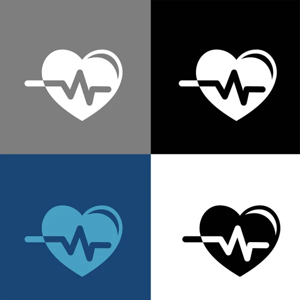 Cardio Coração Logotipo Ícone Vetor Ilustração Logotipo Modelo Isolado Heartbeat — Vetor de Stock