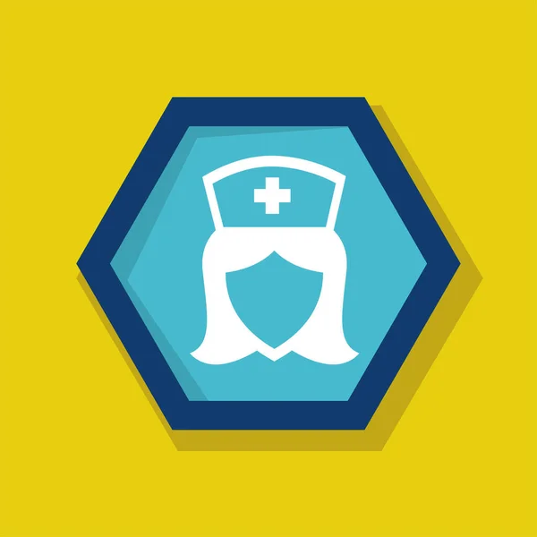 Perawat Dengan Logo Obat Hat Ikon Vektor Templat Logo Ilustrasi - Stok Vektor