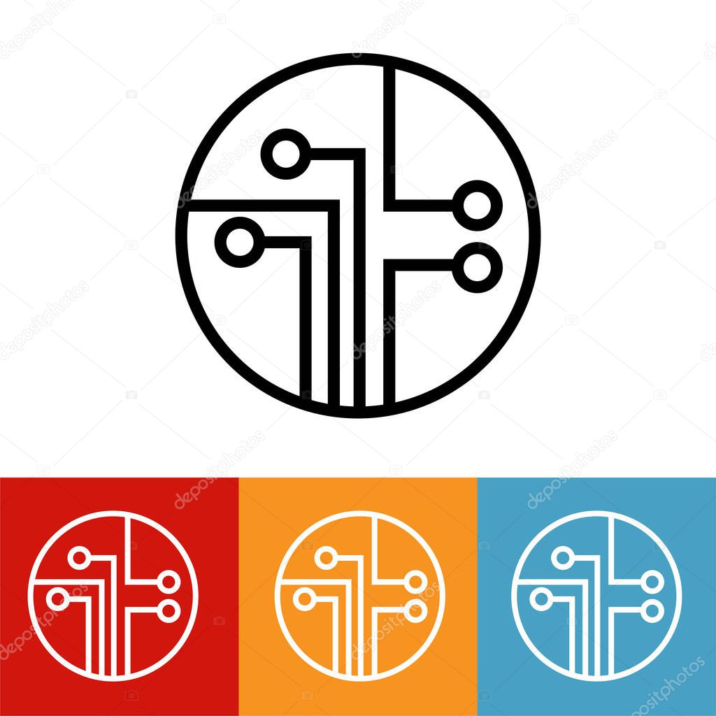 Electronic circuit flat icon vector illustration logo Isolated template. Circuit board symbols icon vector illustration logo template Isolated for any purpose.