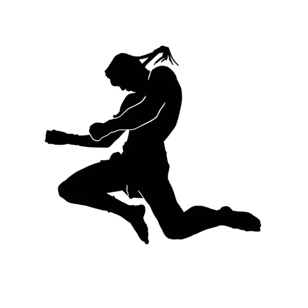 Vector Ilustración Muay Masculino Tailandés Atleta Artes Marciales Sobre Fondo — Vector de stock