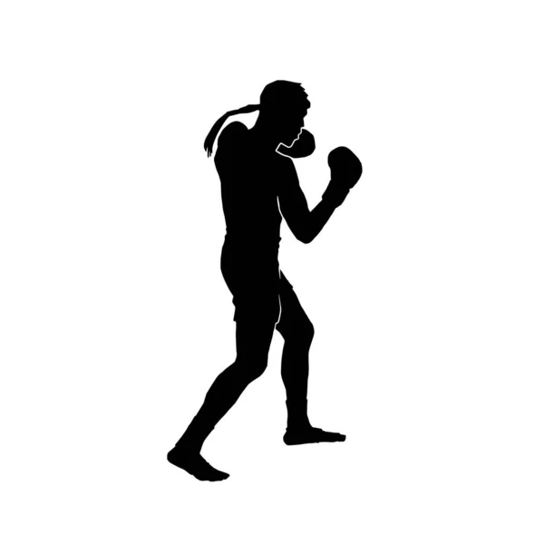 Illustration Vectorielle Athlète Masculin Muay Thai Arts Martiaux Sur Fond — Image vectorielle